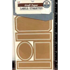 Kraft Paper Labels 50-Count Multipurpose Adhesive Stickers Gift Tag 206415